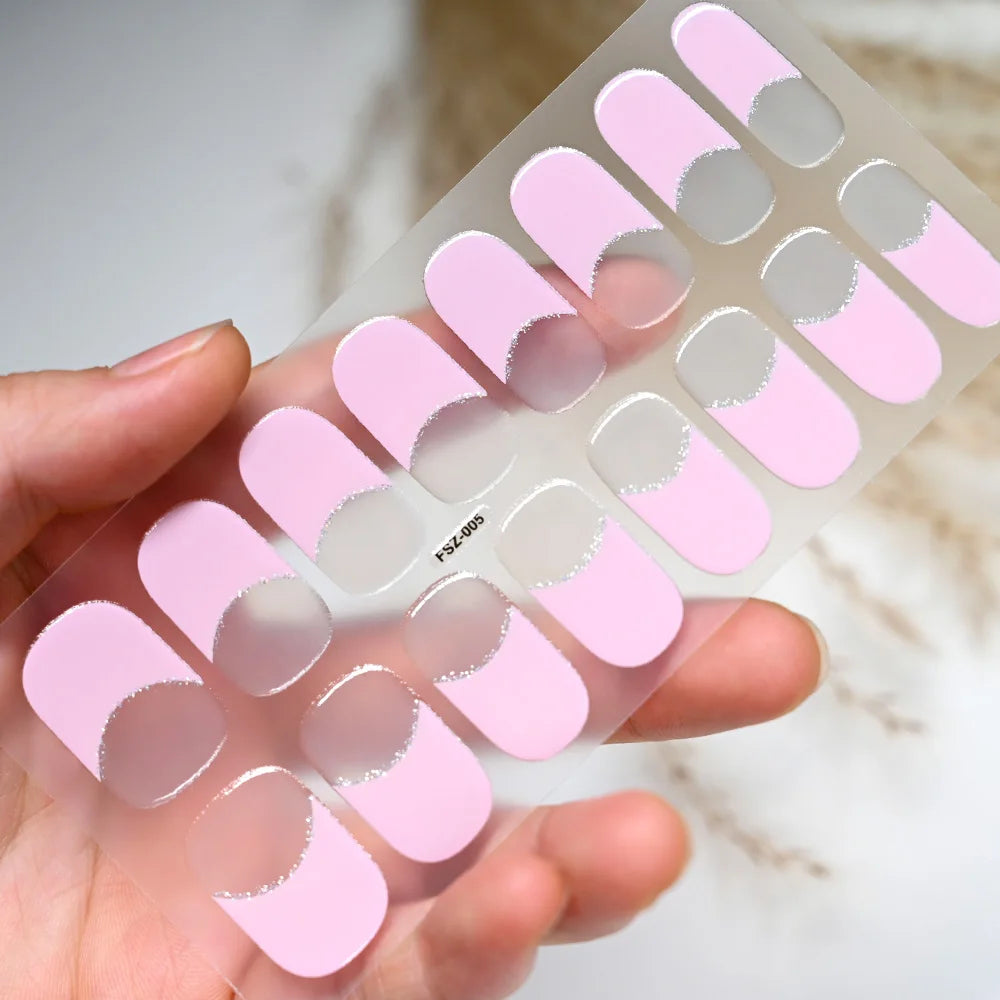 1 Sheet Semi-Cured Gel Nail Strips Waterproof Long Lasting