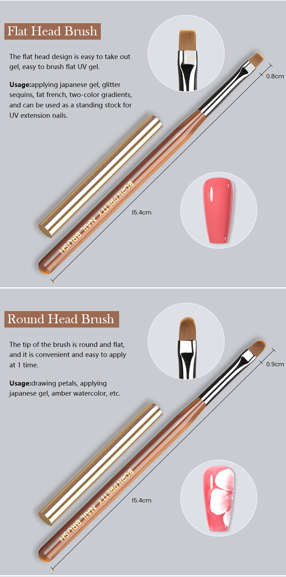 BORN PRETTY Nail Art Brush 9 Sizes Nail Art Manicure Tool