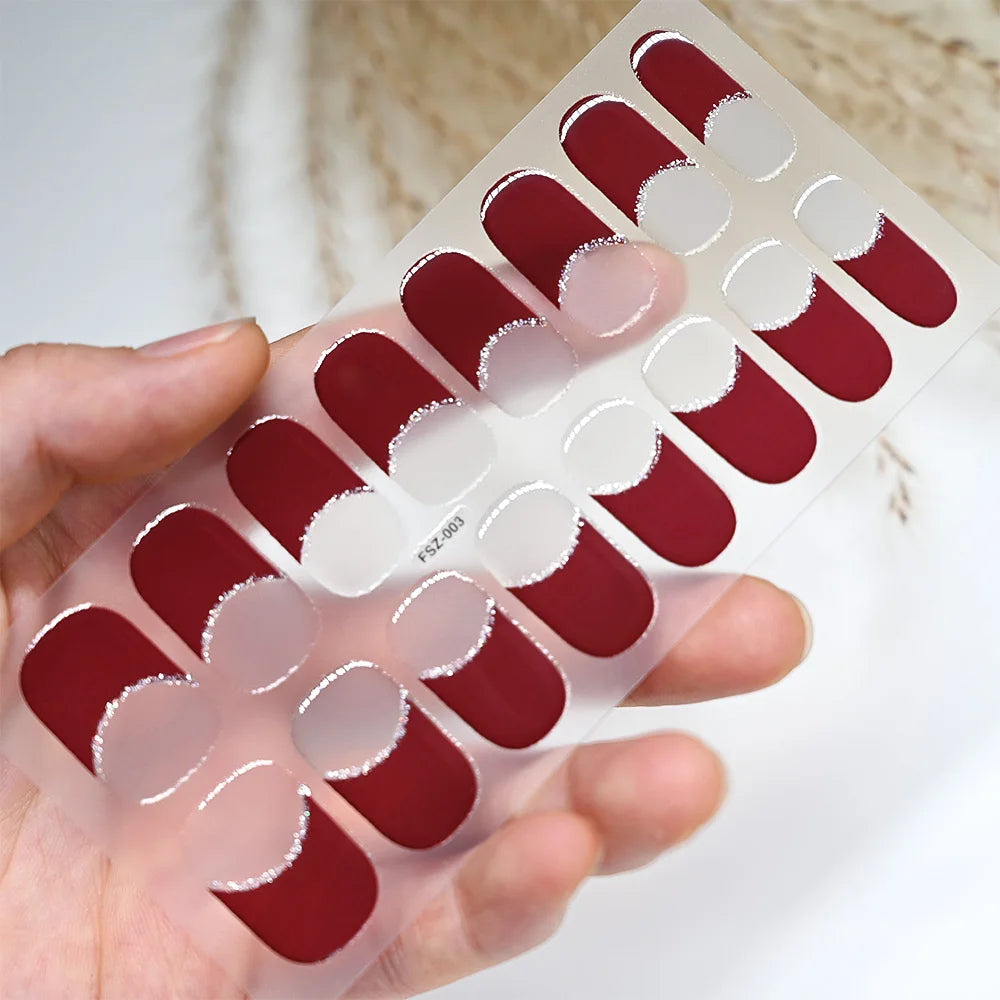 1 Sheet Semi-Cured Gel Nail Strips Waterproof Long Lasting