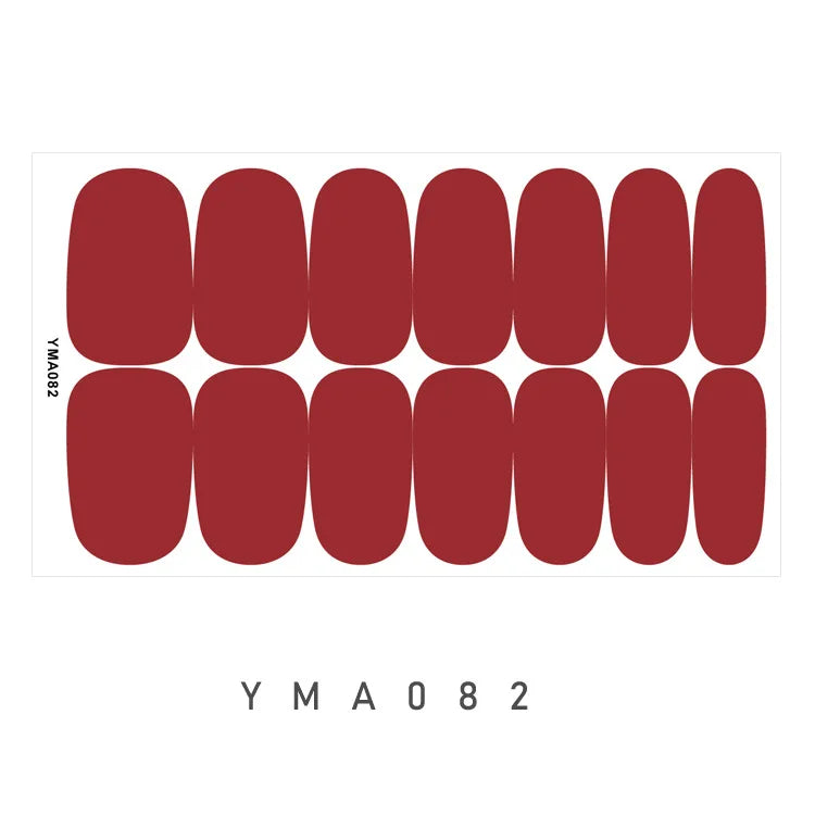 14 Nails Solid Color Simple Waterproof Nail Stickers