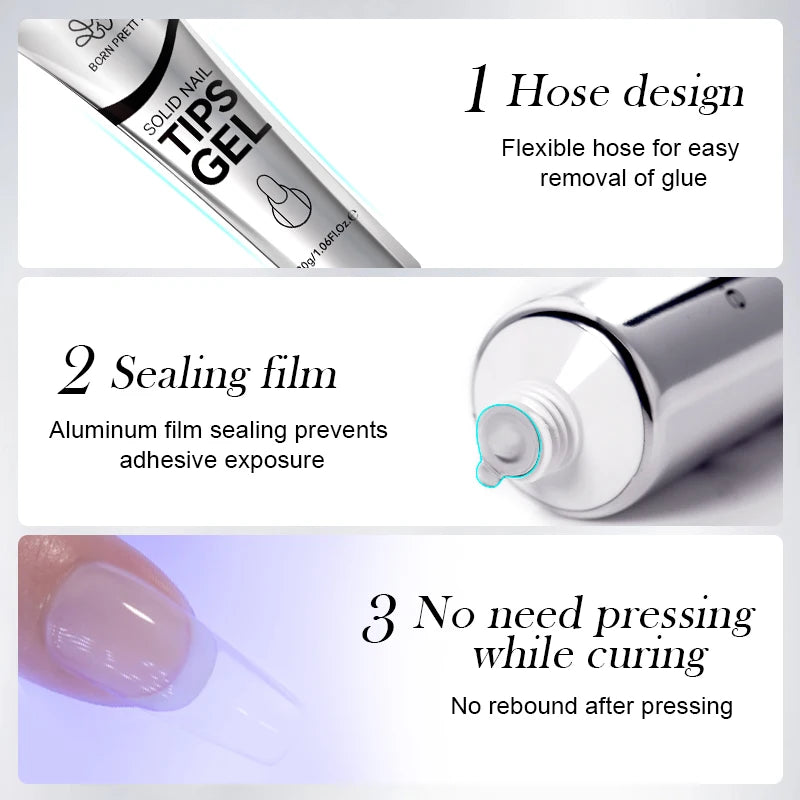 BORN PRETTY 30ml Solid Nail Tips Gel with 24Pcs