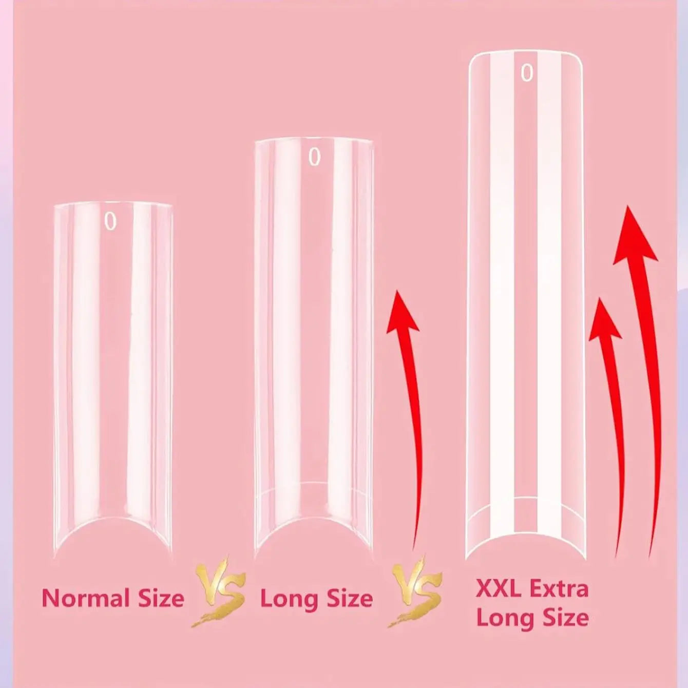 120Pcs Long Clear Various Size Nail Tips for Acrylic Nails