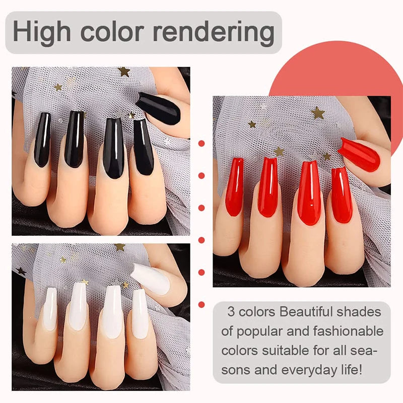 Charm 15ml Classic Gel Nail Polish Vibrant Black, White, and Red Shades