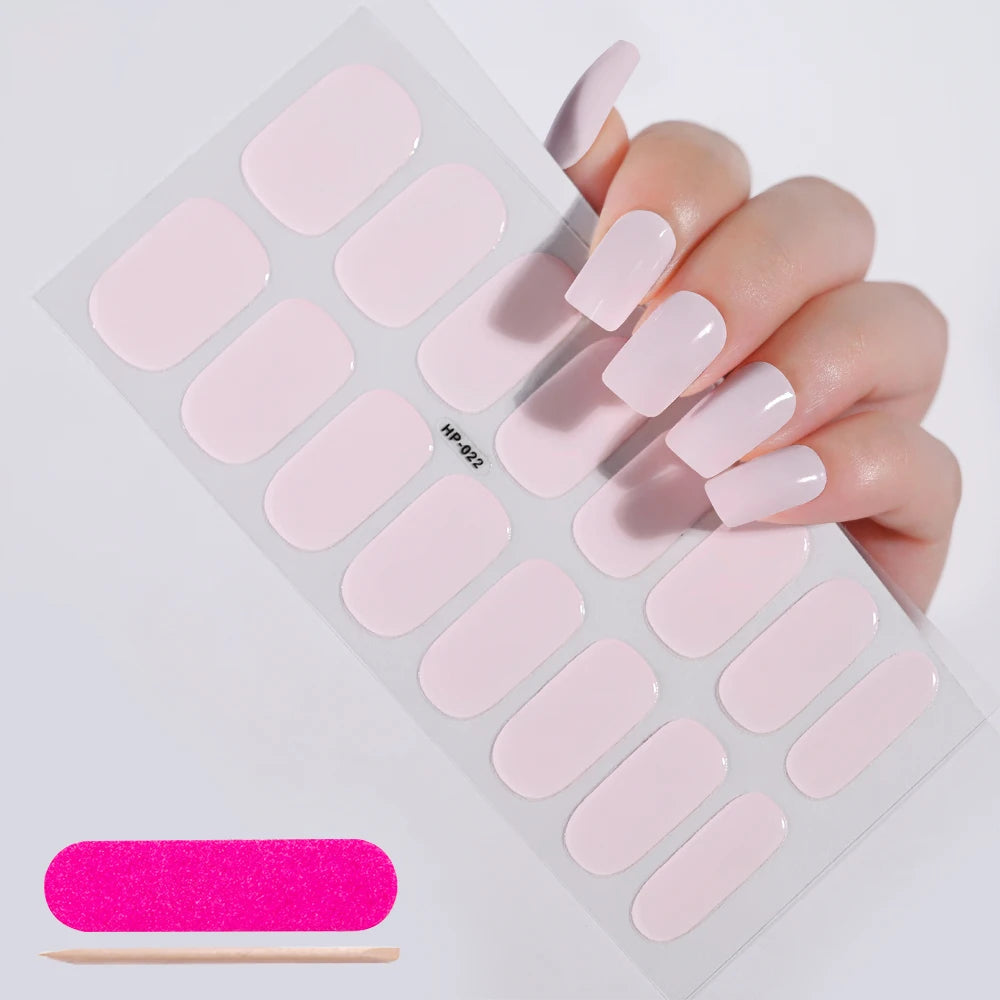 1 Sheet Semi-Cured Gel Nail Strips Waterproof Long Lasting