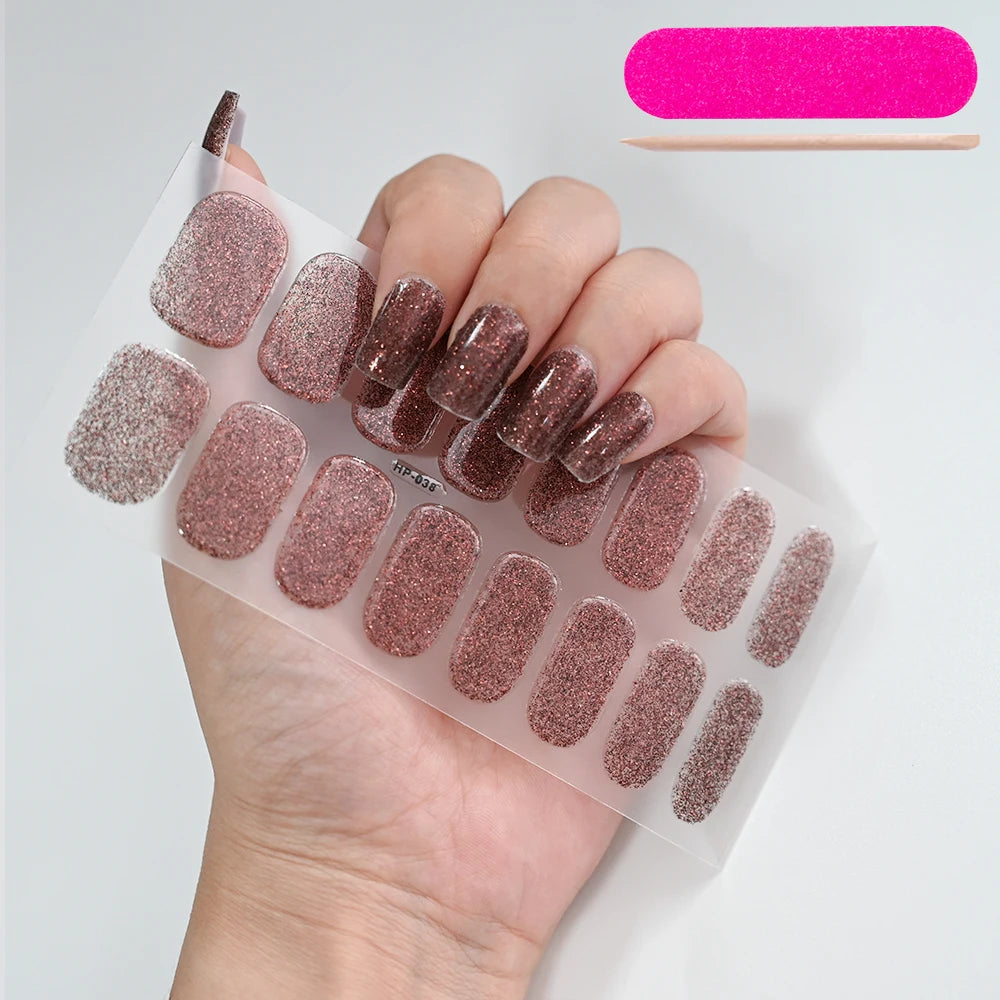 1 Sheet Semi-Cured Gel Nail Strips Waterproof Long Lasting