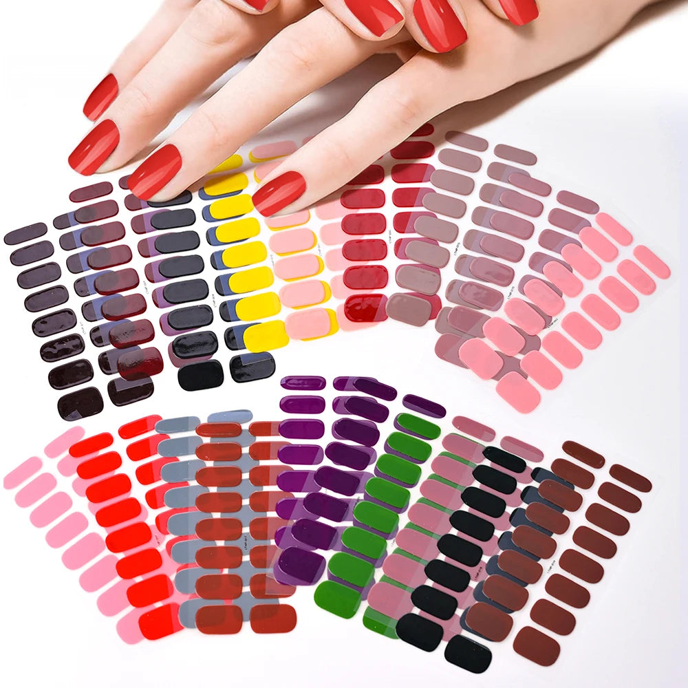 1 Sheet Semi-Cured Gel Nail Strips Waterproof Long Lasting