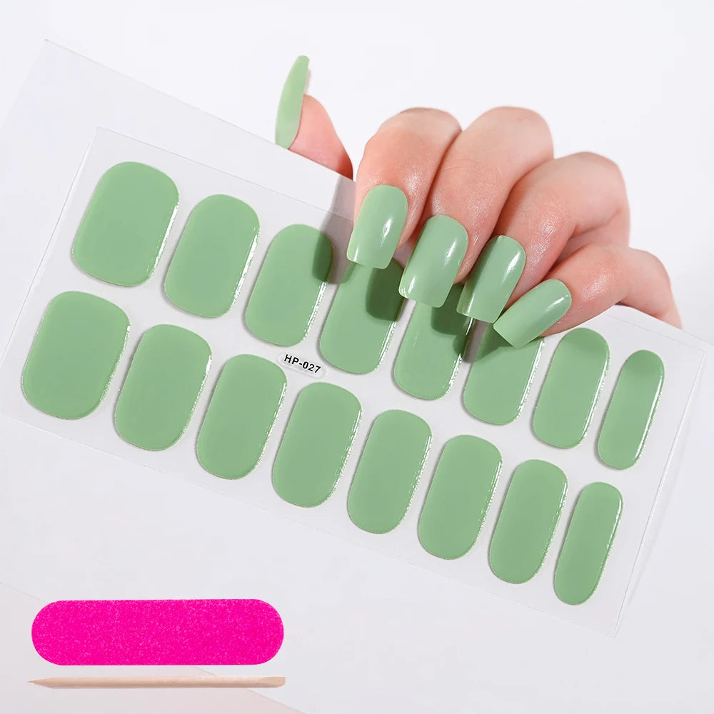 1 Sheet Semi-Cured Gel Nail Strips Waterproof Long Lasting