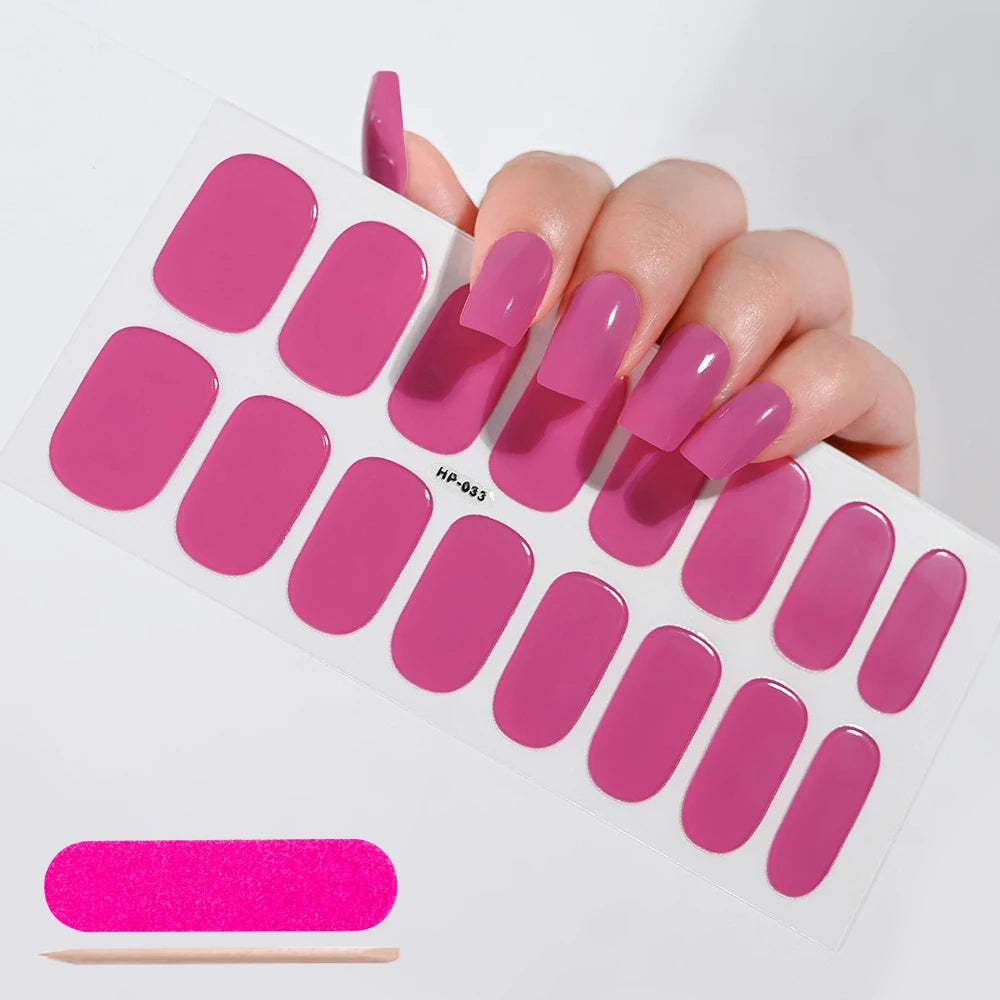 1 Sheet Semi-Cured Gel Nail Strips Waterproof Long Lasting
