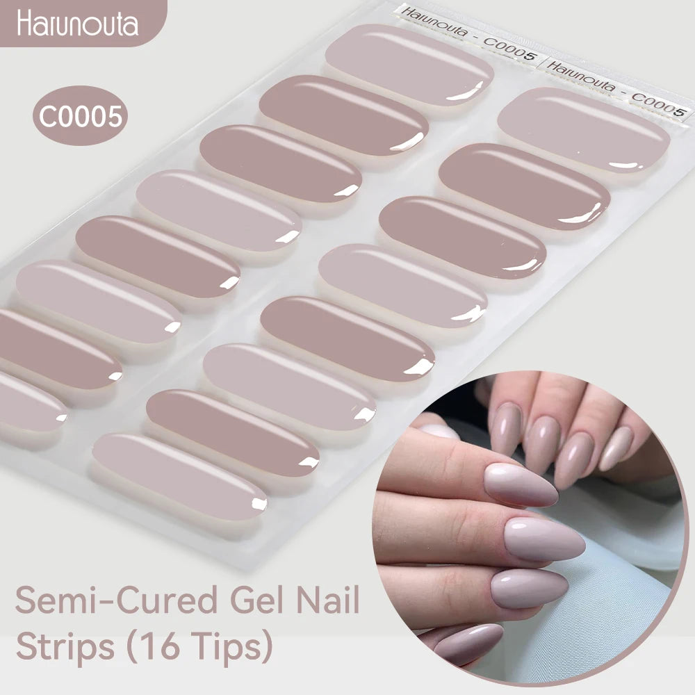 Gradient Auroras Semi Cured Sparkly Gel Nail Strips with UV/LED Nail Lamps