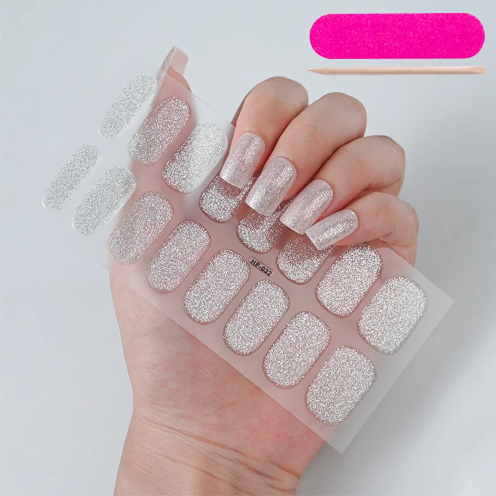 1 Sheet Semi-Cured Gel Nail Strips Waterproof Long Lasting