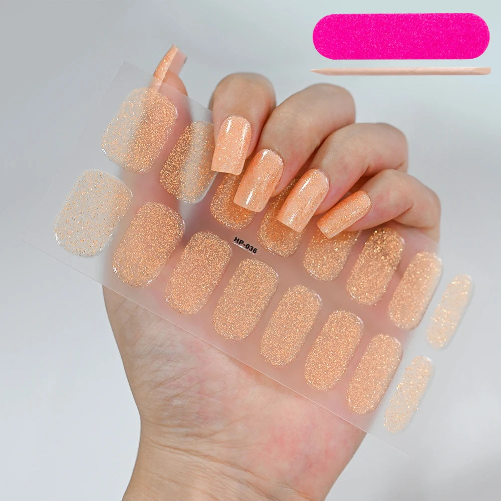 1 Sheet Semi-Cured Gel Nail Strips Waterproof Long Lasting