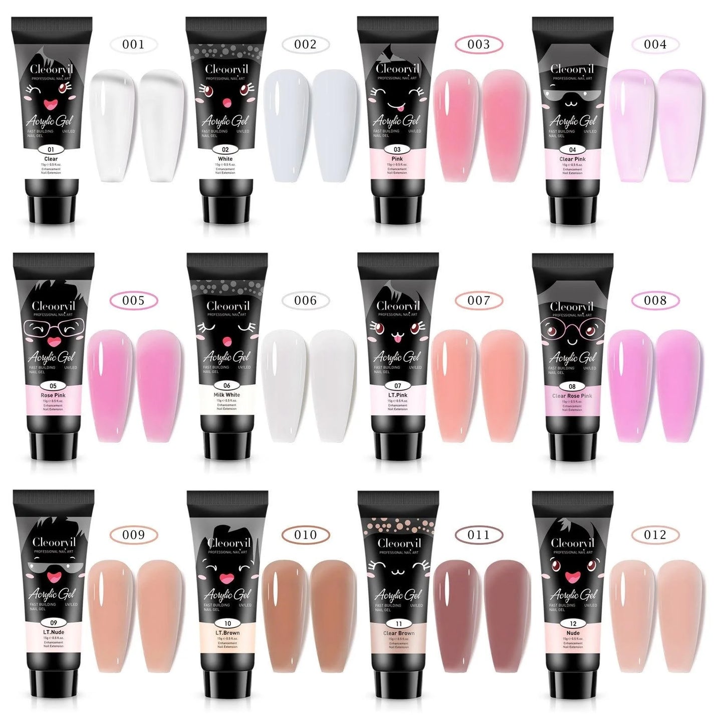 9pcs/set 15ML Nail Extension Gel Poly Gel Semi Permanent