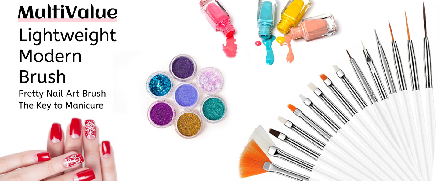 YIKOOLIN 15pcs Nail Paint Brushes Set