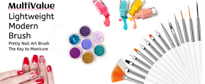 YIKOOLIN 15pcs Nail Paint Brushes Set