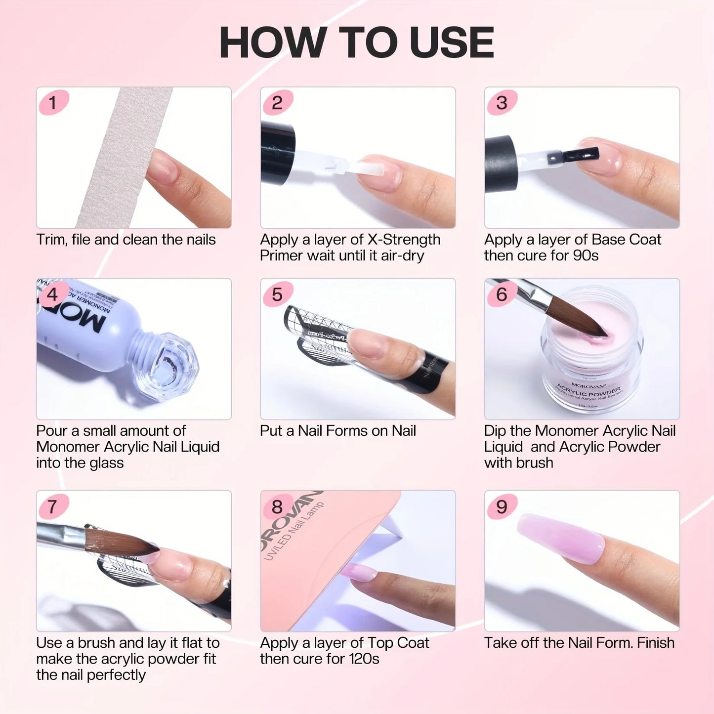 3-in-1 Beige/Pink Acrylic Nail Powder