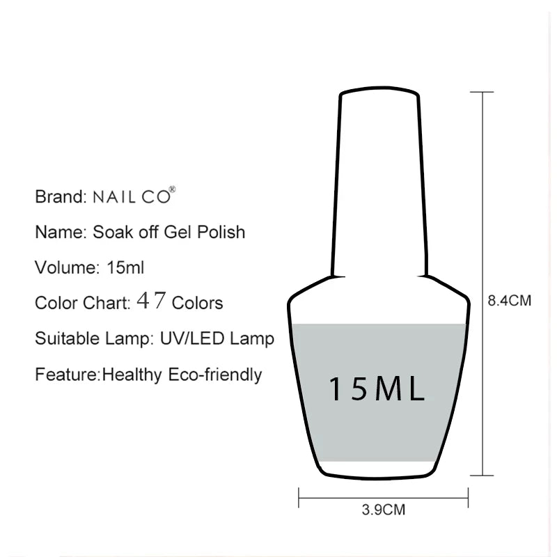NAILCO 15ml Translucent Gel Nail Polish Semi-permanent Varnish