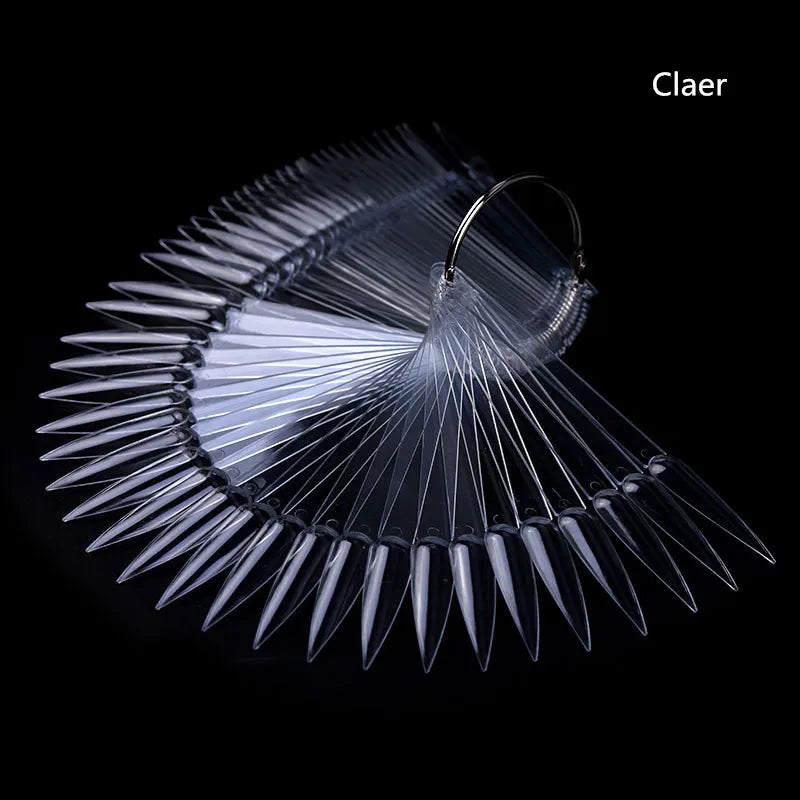 50 pcs Sharp Fan Shaped Nail Art, False Tips Showing Card Sticks