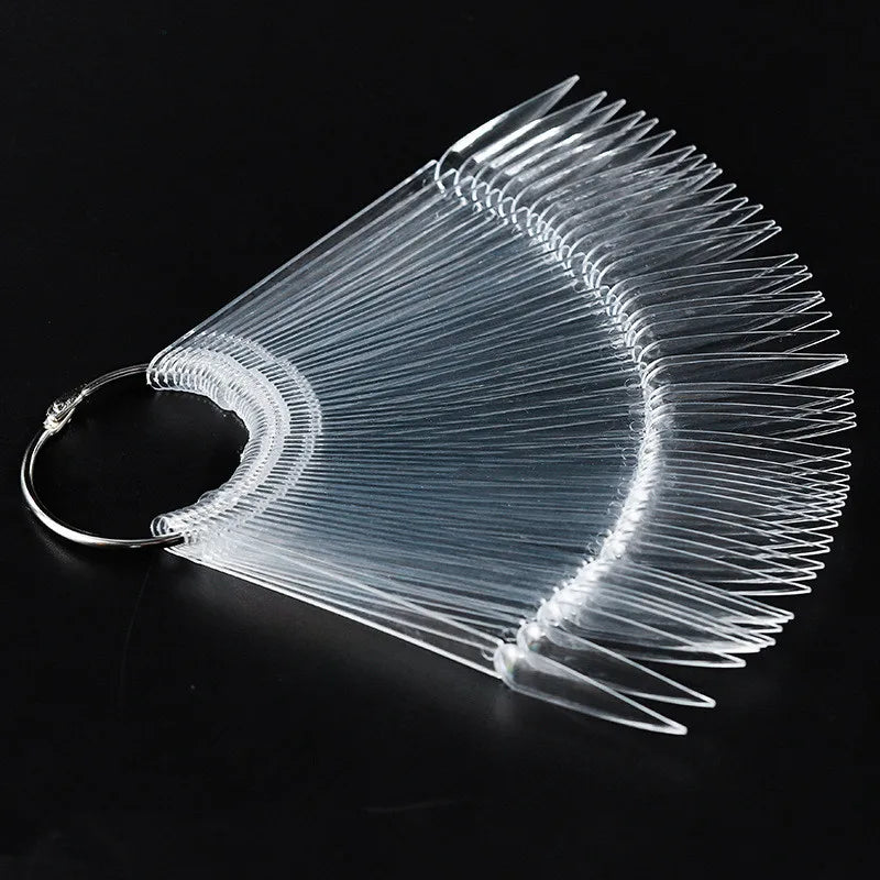 50 pcs Sharp Fan Shaped Nail Art, False Tips Showing Card Sticks