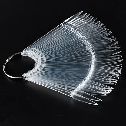 50 pcs Sharp Fan Shaped Nail Art, False Tips Showing Card Sticks