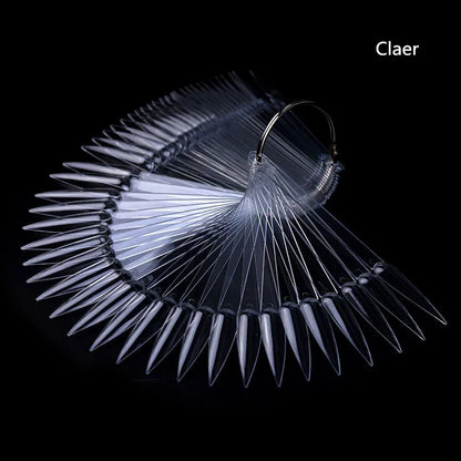 50 pcs Sharp Fan Shaped Nail Art, False Tips Showing Card Sticks