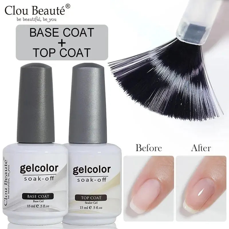 Clou Beaute No Wipe Top and Base Coat Gel Polish