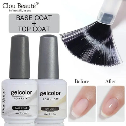 Clou Beaute No Wipe Top and Base Coat Gel Polish