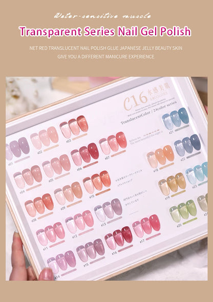 Vendeeni 24 Colors Jelly Transparent Gel Nail Polish 15ml