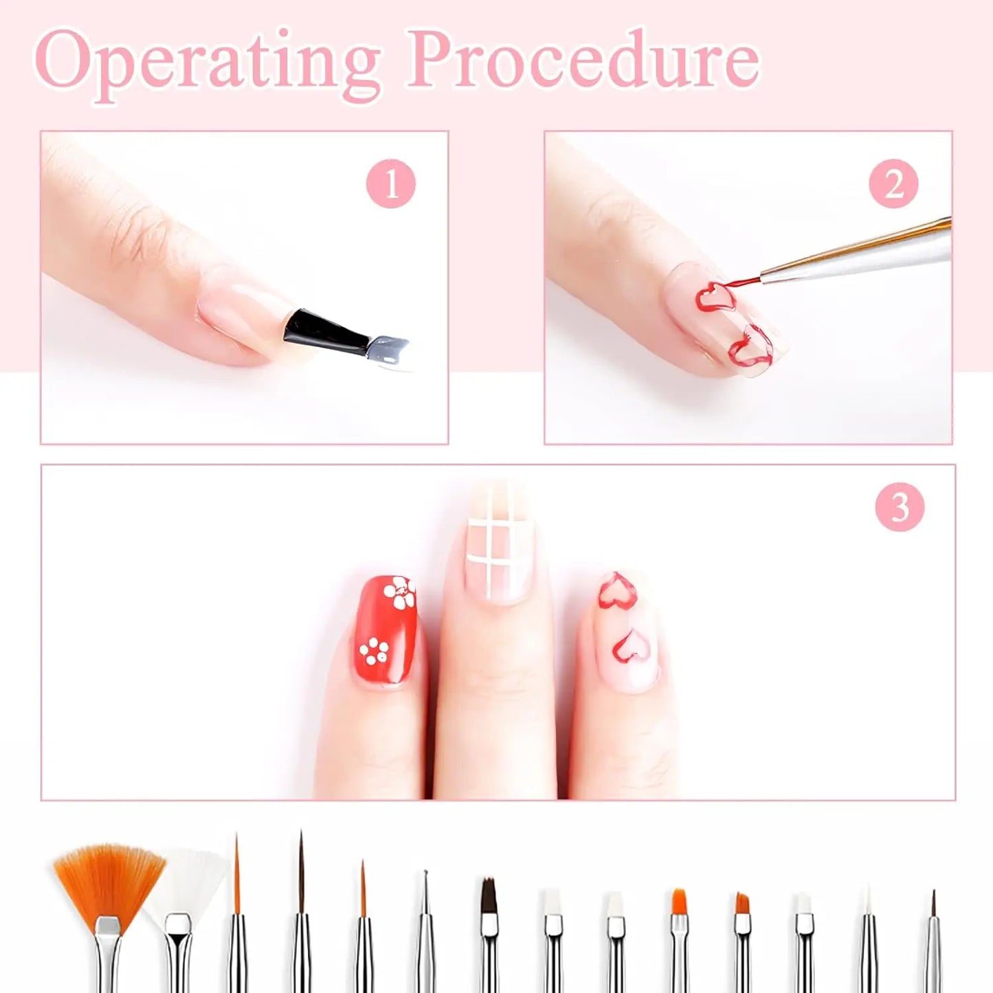 YIKOOLIN 15pcs Nail Paint Brushes Set