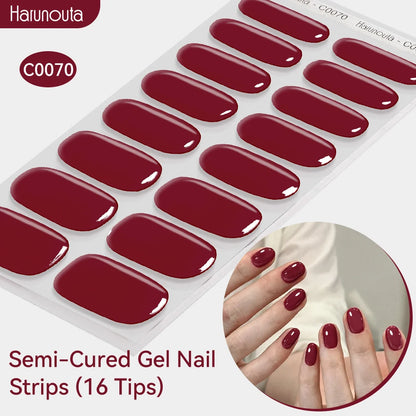 Gradient Auroras Semi Cured Sparkly Gel Nail Strips with UV/LED Nail Lamps