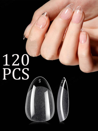 120Pcs Long Clear Various Size Nail Tips for Acrylic Nails