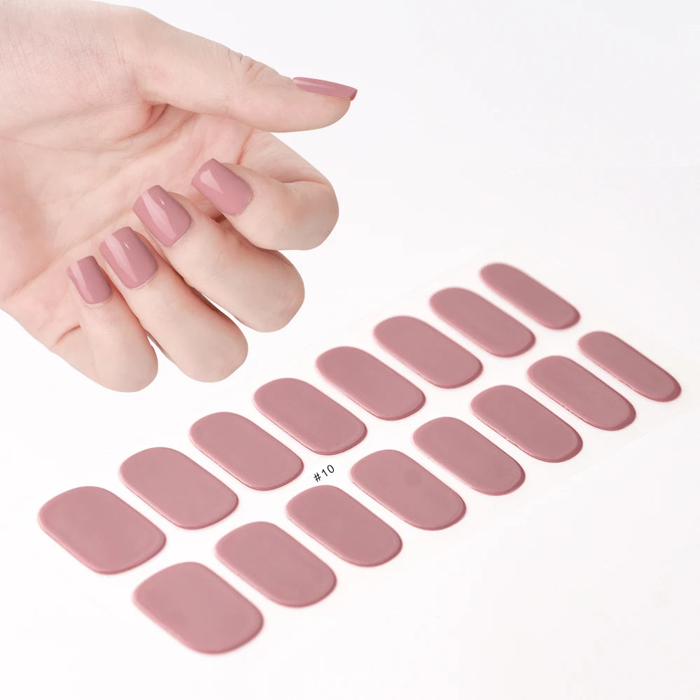 14pc Transparent Semi Cured Gel Nail Strips Nail Strengthening