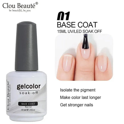 Clou Beaute No Wipe Top and Base Coat Gel Polish