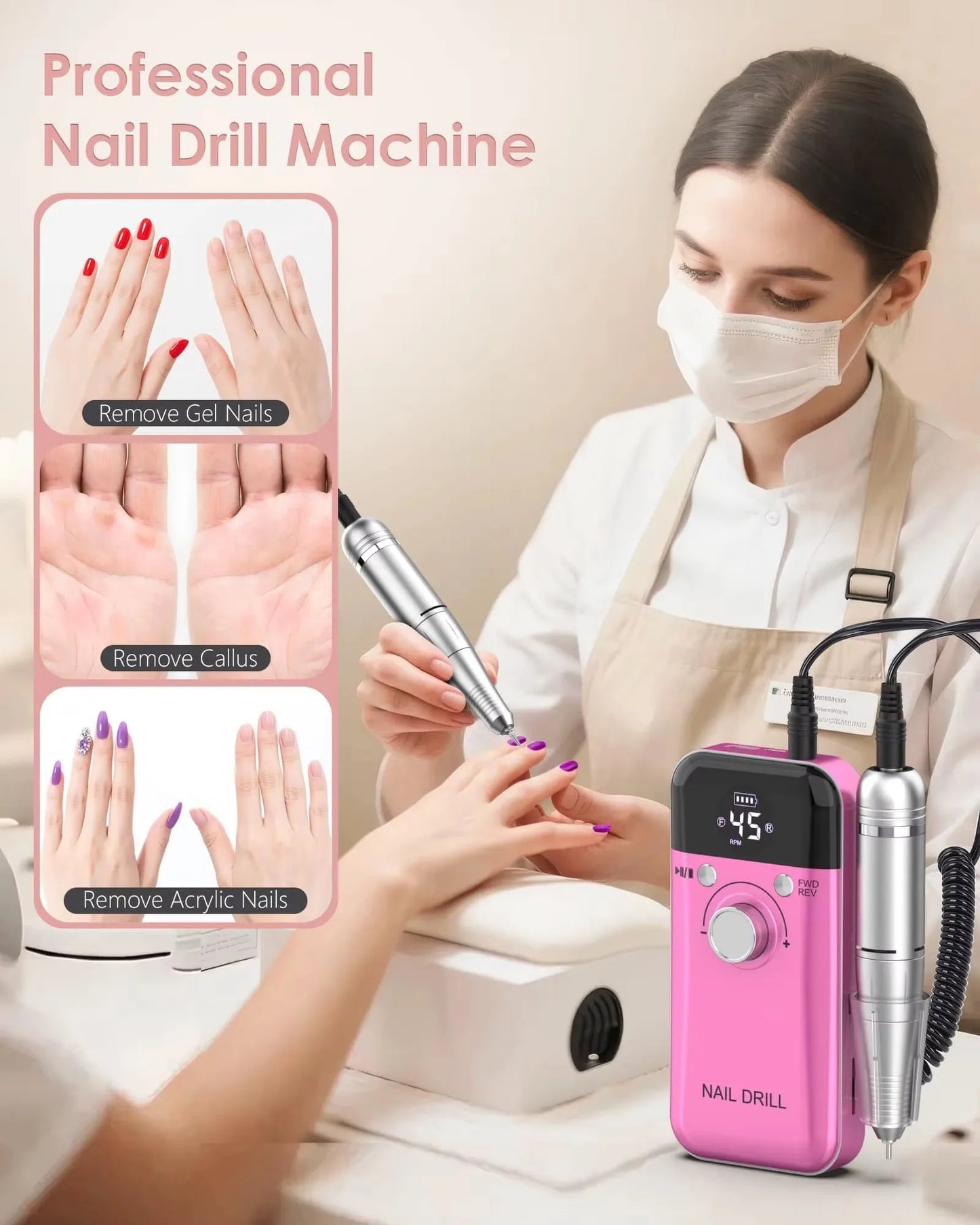 45000 RPM Portable Electric Nail Drill