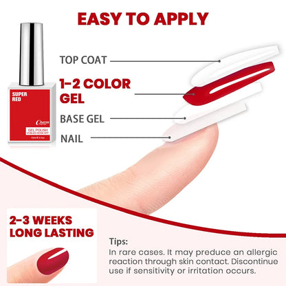Charm 15ml Classic Gel Nail Polish Vibrant Black, White, and Red Shades