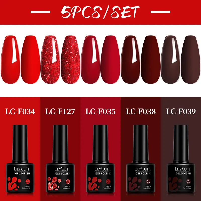 LILYCUTE 5pc/Set 7ML Semi Permanent UV Gel Polish Long Lasting Design