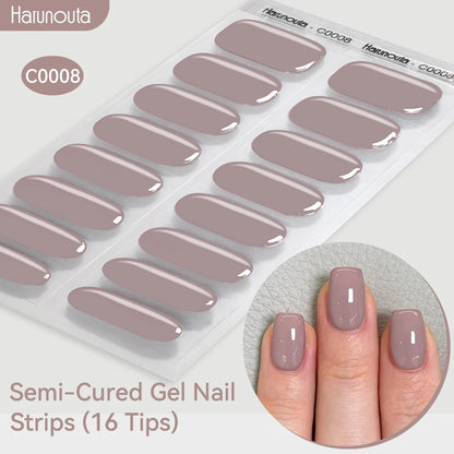 Gradient Auroras Semi Cured Sparkly Gel Nail Strips with UV/LED Nail Lamps