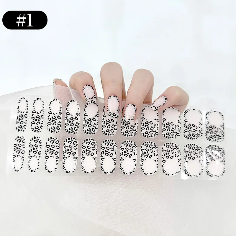 22 Tips Gradient Colorful Semi-cured Gel Nail Strips Luminous Full Cover