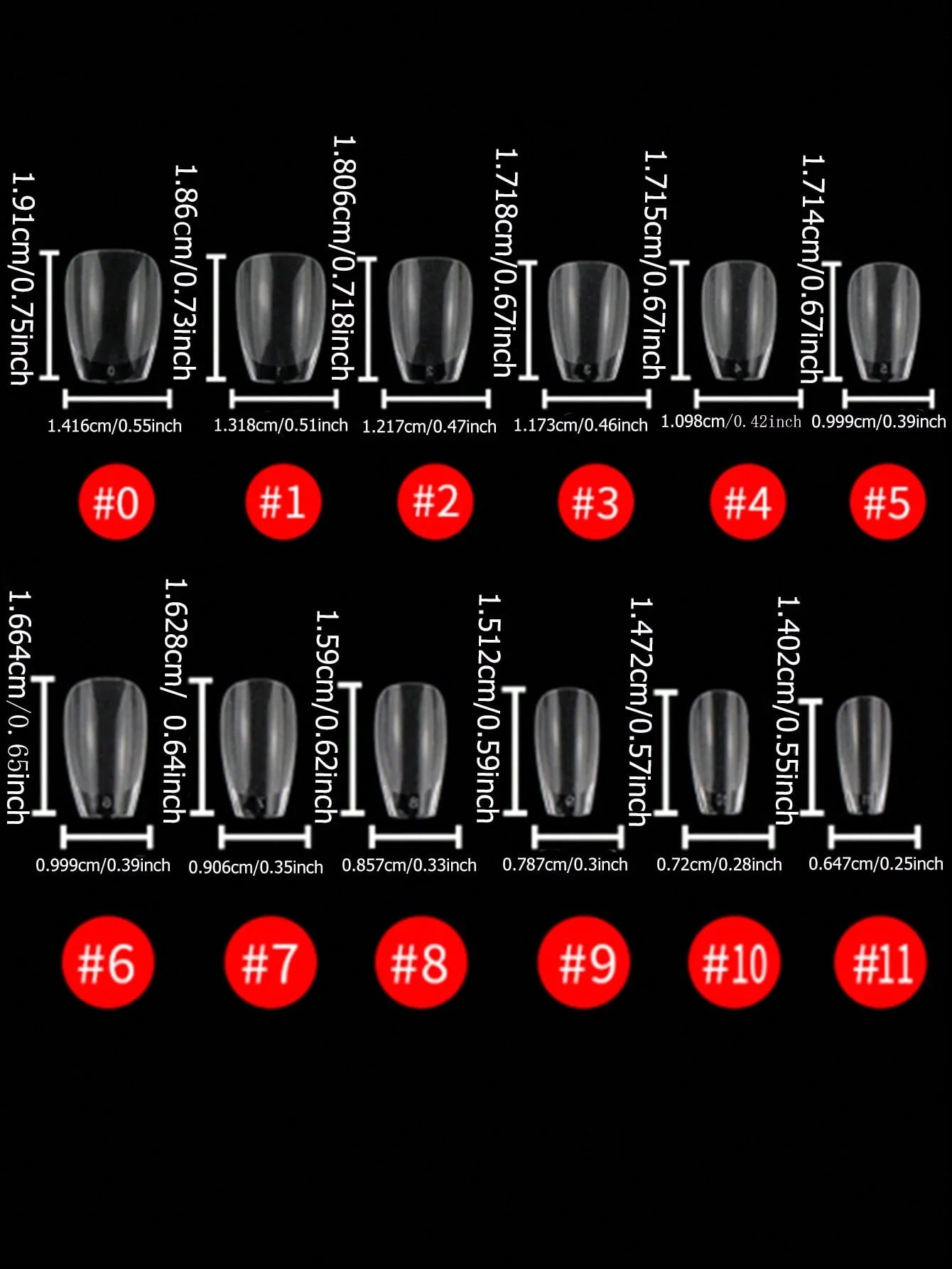24pcs Fake Nail 12 sizes