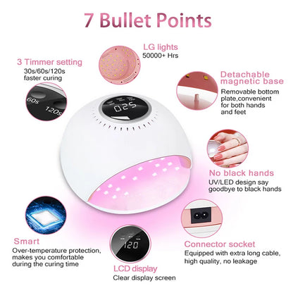 84W UV Nail Lamp UV Gel Nail Polish LED Digital Display