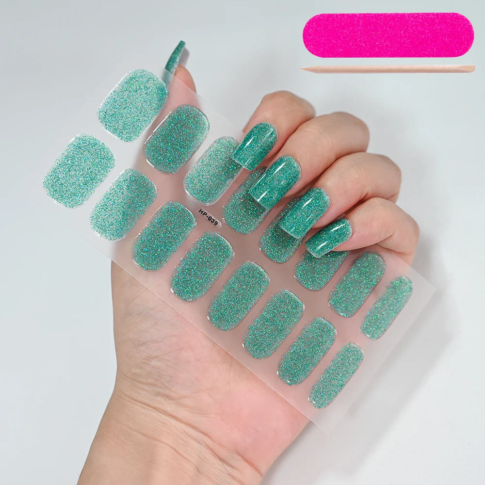 1 Sheet Semi-Cured Gel Nail Strips Waterproof Long Lasting