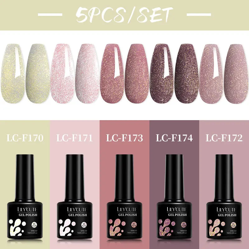 LILYCUTE 5pc/Set 7ML Semi Permanent UV Gel Polish Long Lasting Design