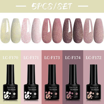 LILYCUTE 5pc/Set 7ML Semi Permanent UV Gel Polish Long Lasting Design