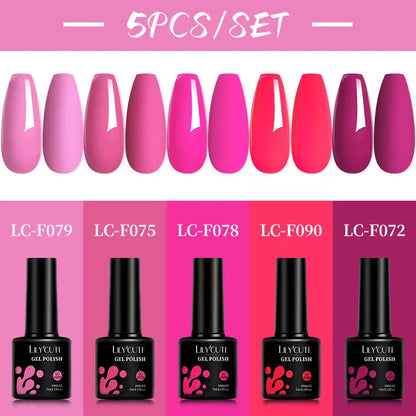 LILYCUTE 5pc/Set 7ML Semi Permanent UV Gel Polish Long Lasting Design
