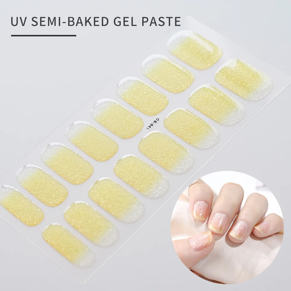 14pc Transparent Semi Cured Gel Nail Strips Nail Strengthening