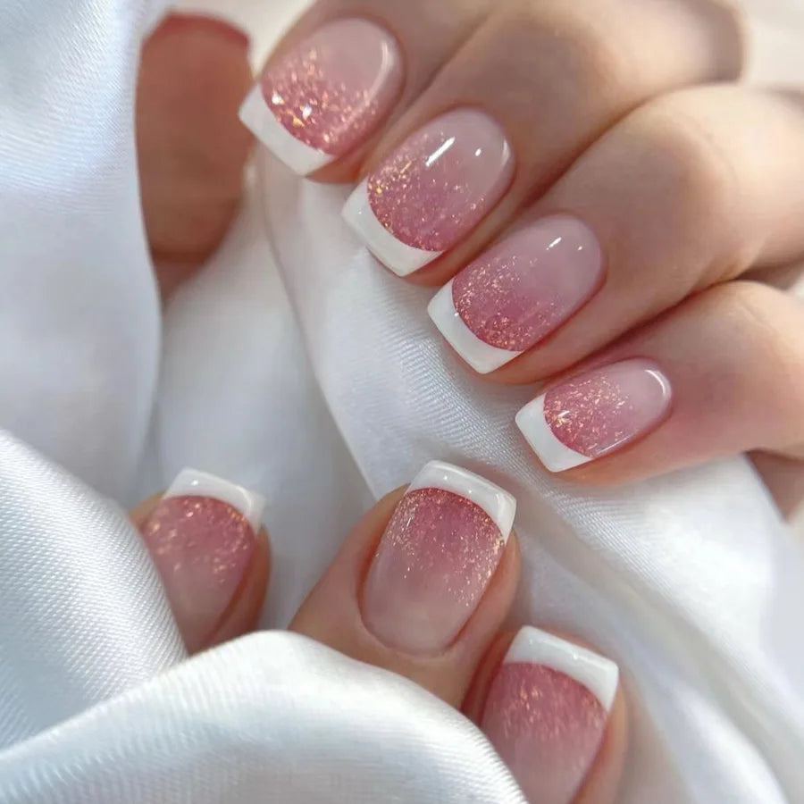 Glossy Press on French Nail Tips