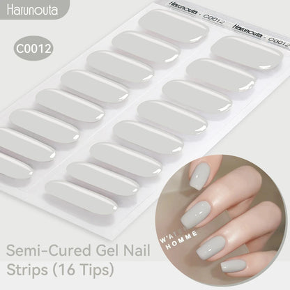 Gradient Auroras Semi Cured Sparkly Gel Nail Strips with UV/LED Nail Lamps