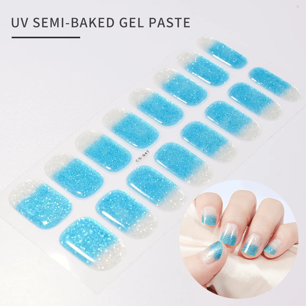 14pc Transparent Semi Cured Gel Nail Strips Nail Strengthening
