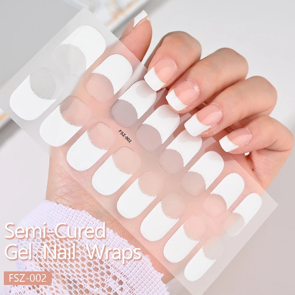 14pc Transparent Semi Cured Gel Nail Strips Nail Strengthening