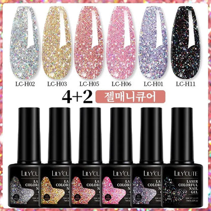 LILYCUTE 7ml 6pc Glitter Gel Nail Polish Set V