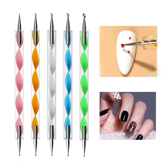 5pc Set Double Headed Nail Dotting Tool
